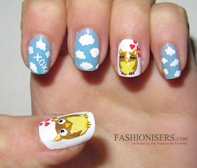 17 Love-Inspired Valentine's Day Nail Art Designs: Loving Owls Nails