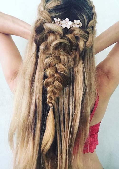 100 Ridiculously Awesome Braided Hairstyles: Half-Up French Braids
