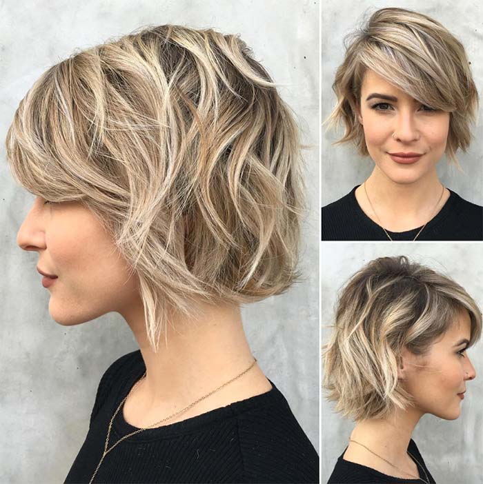 bob hairstyles with bangs to the side