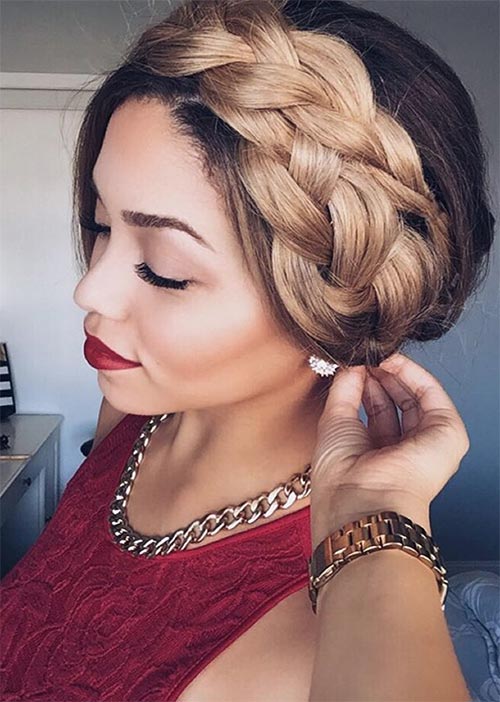 Pretty Holiday Hairstyles Ideas: Halo Braided Updo