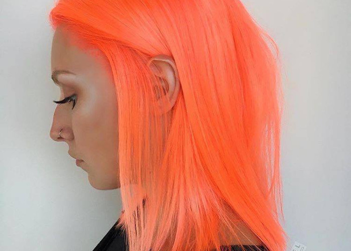 Neon Peach Hair Is The New Instagram Trend Straight Neon Peach Hair