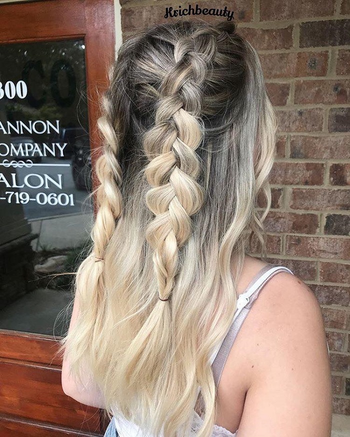 Effortlessly Cool Half-Up Dos Ideal for Hot Days half up double braids
