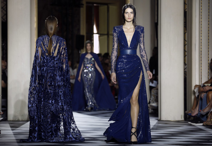 Zuhair-Murad-Fall-2018-Couture-at-Haute-Couture-Paris-Fashion-Week cobalt blue dress