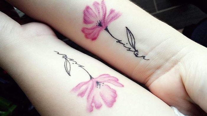 Cute Wrist Tattoo Ideas for Women flowers sisters