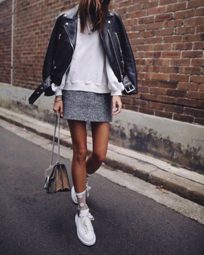 Go-From-Casual-to-Chic-in-a-Sweatshirt-skirt-biker-jacket-and-sweatshirt