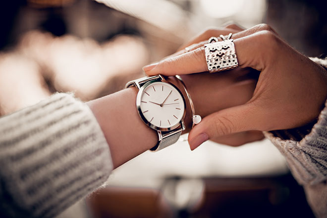 woman wearing a beautiful chic watch
