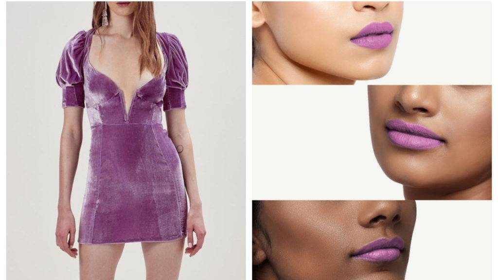 Lavender Fashion trend dress and lipstick