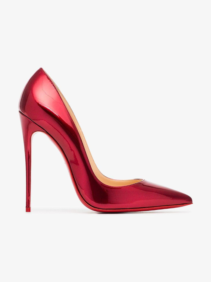 metallic red high heels