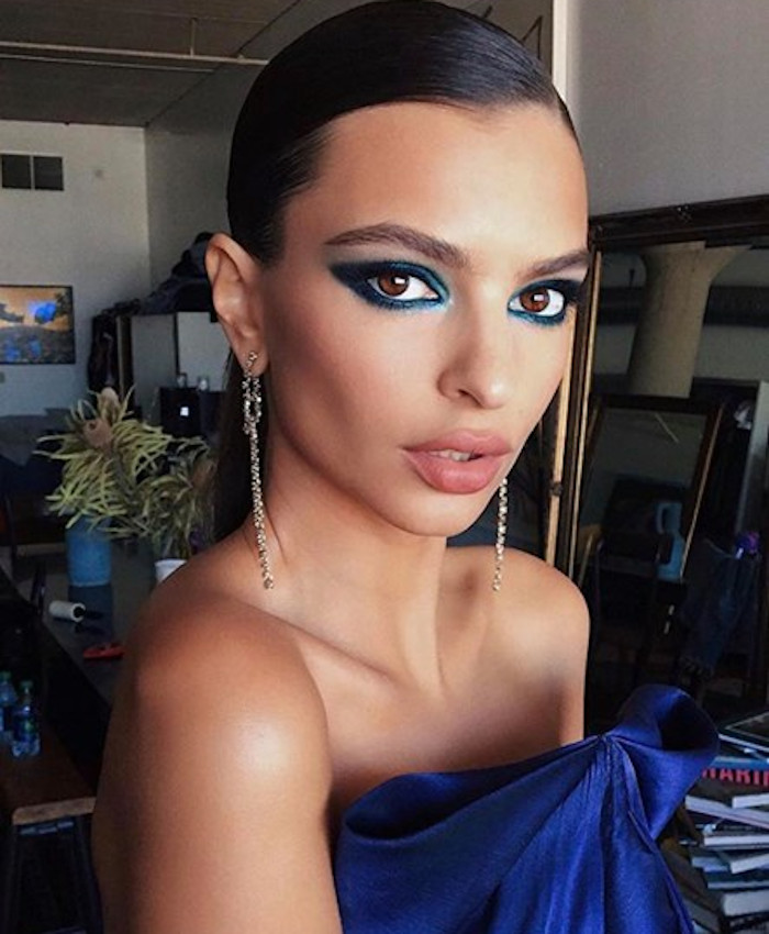 celebrities blue makeup trend