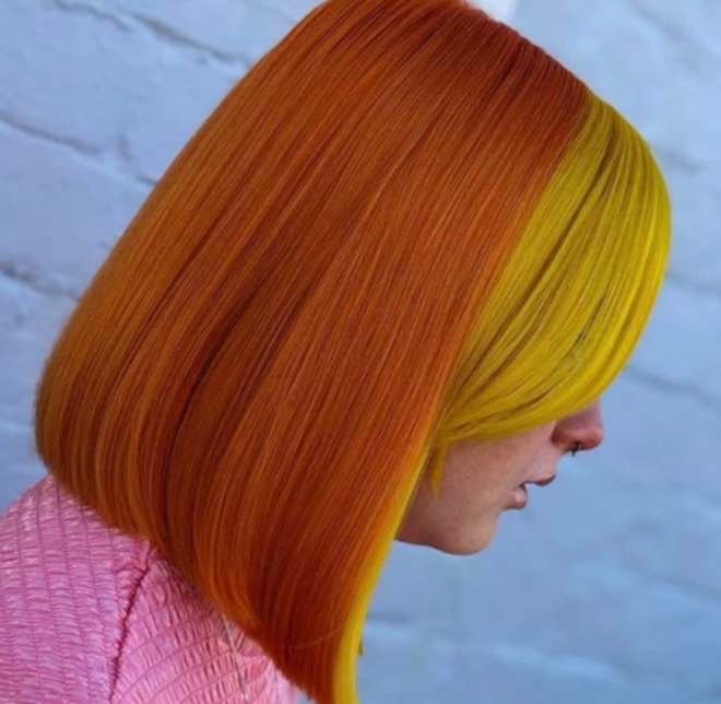 bold color block hair colors