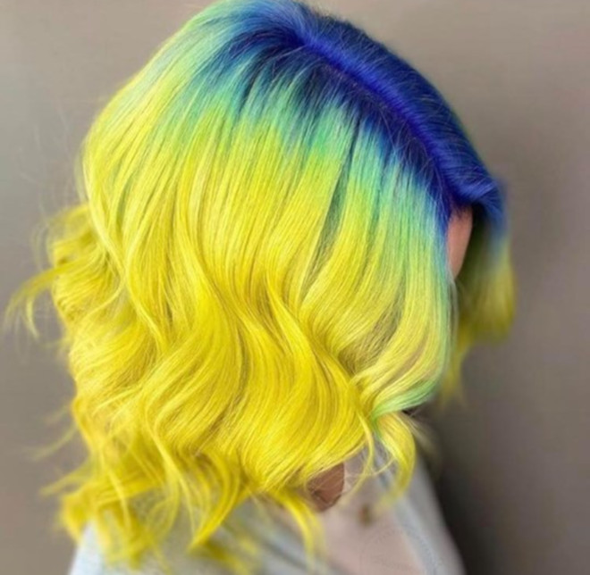 bold color block hair colors