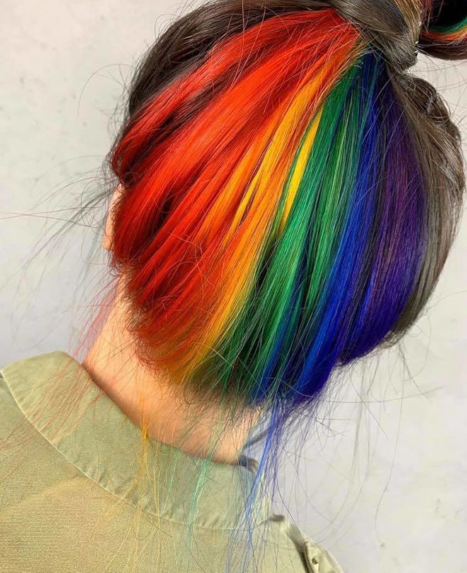 bold rainbow hair colors in honor of pride month
