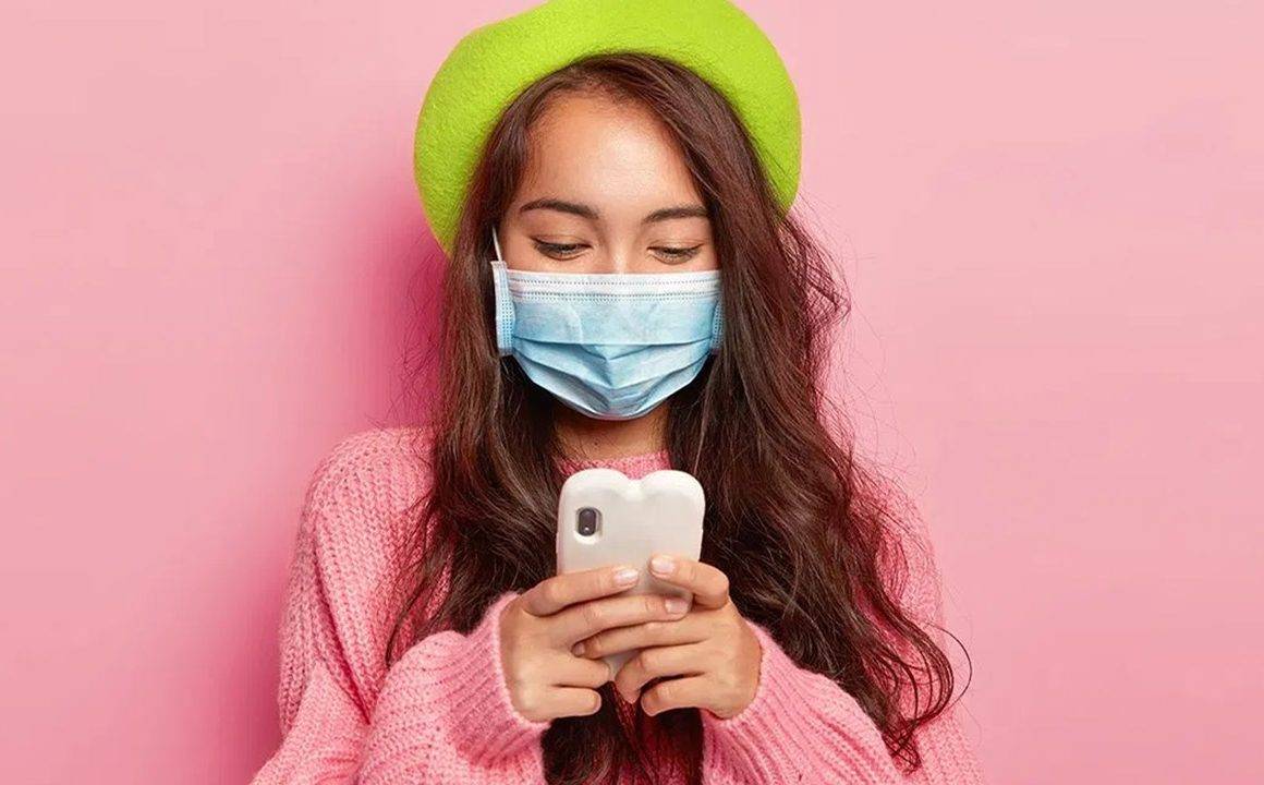 lets-talk-masks-coronavirus-pandemic-mask-fashion-cute-girl-on-phone-in-mask
