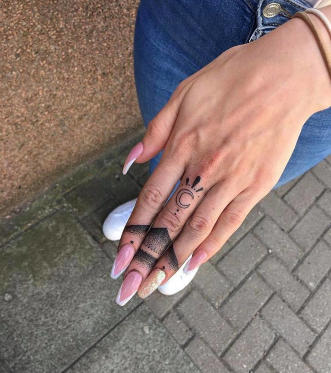 chic finger tattoos for women