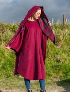 donegal-tweed-pure-wool-country-walking-cape-wine