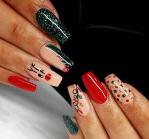 festive glitter nails
