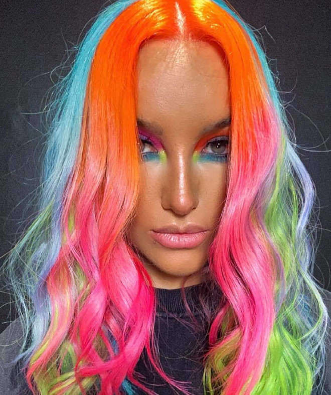 the rainbow hair trend is here to add some color in the pandemic world