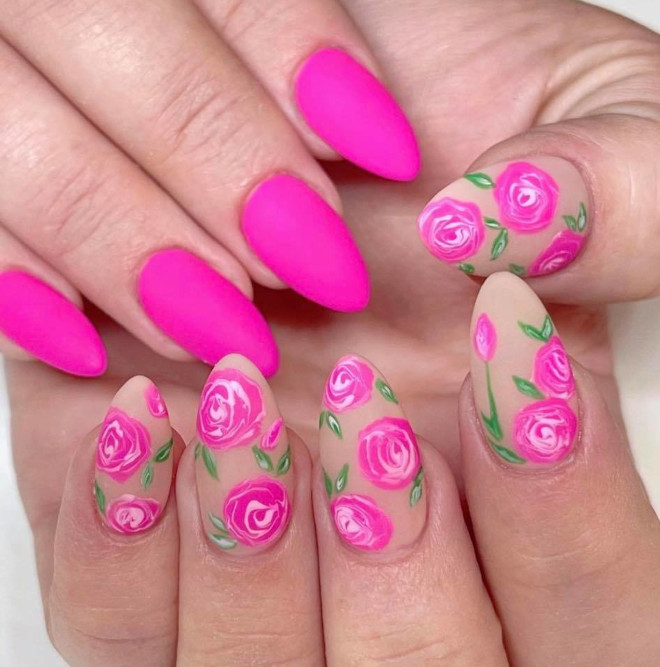 these floral nail designs are perfect for spring
