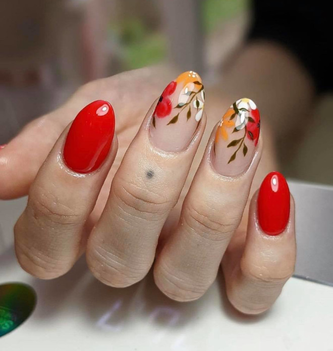 fiery red nails are perfect for the hot summer weather