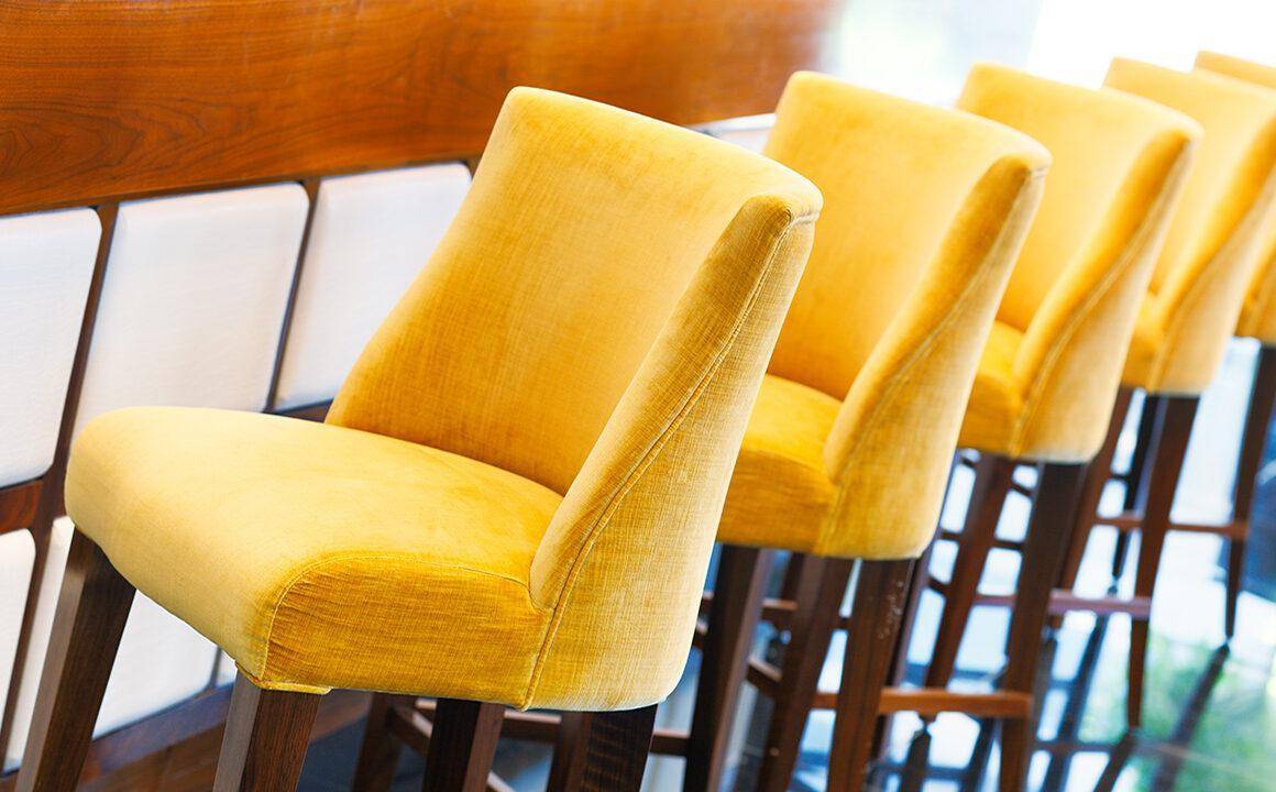 choosing-bar-stool-fabric-yellow-bar-stools